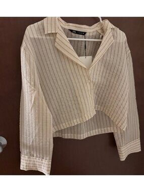 Cream Striped Women's Top